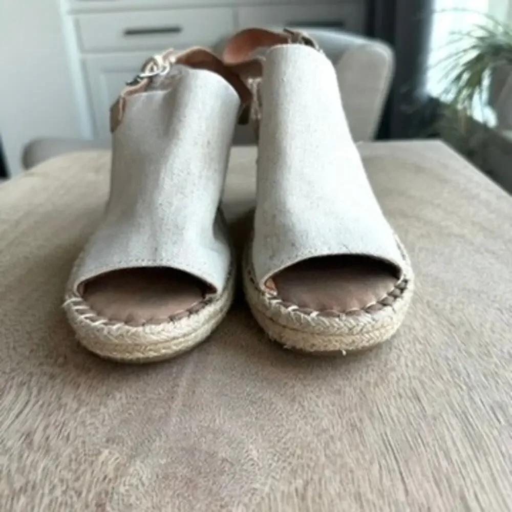 TOMS Monica‎ Wedge Slingback Espadrilles Natural, Size 9.5 - Very Good Condition
